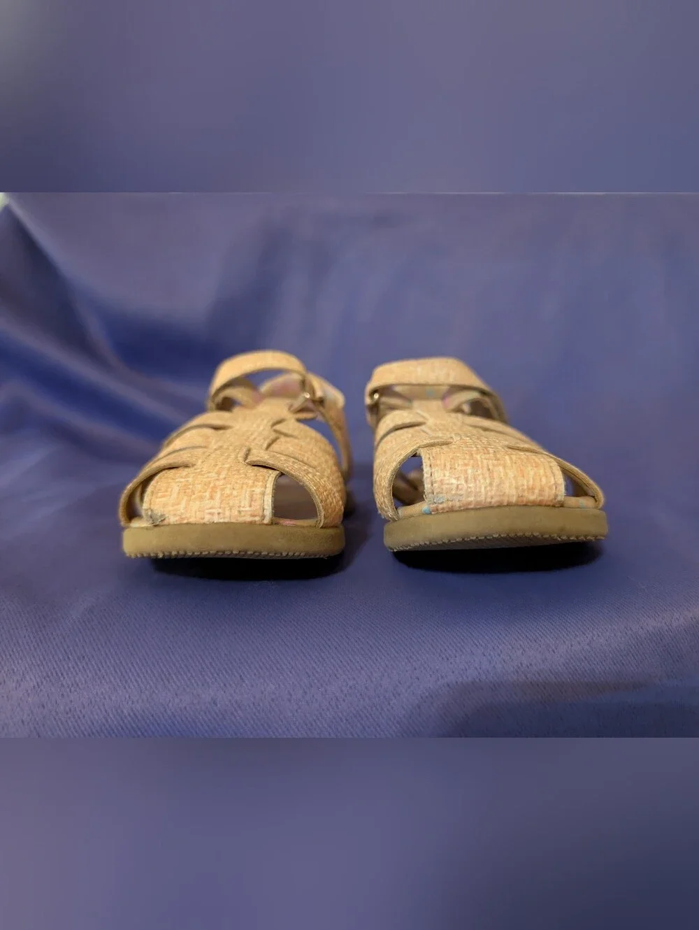 Kids Straw-Style Closed-Toe Sandals in Beige Toddler Size 10